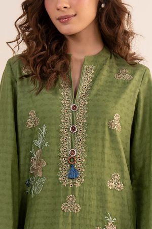 Maria.b Luxury Pret Green Embroidered Dobby Jacquard Suit Mbdw-Ea2605Gg 14 Dw Ea2605Greend Imanistudio.com