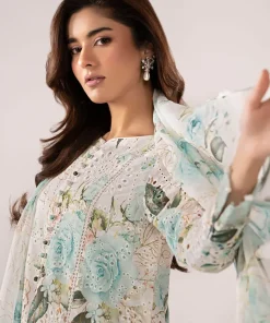 Maria.b Luxury Pret Off-White/Ferozi Printed &Amp; Embroidered Lawn Suit Mbdw-Ea2634Wf 12 Dw Ea2634Ferozib Imanistudio.com