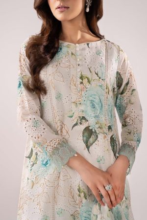 Maria.b Luxury Pret Off-White/Ferozi Printed &Amp; Embroidered Lawn Suit Mbdw-Ea2634Wf 15 Dw Ea2634Ferozie Imanistudio.com