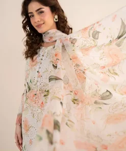 Maria.b Luxury Pret Off-White/Peach Printed &Amp; Embroidered Lawn Suit Mbdw-Ea2634Wp 12 Dw Ea2634Offwhiteb Imanistudio.com