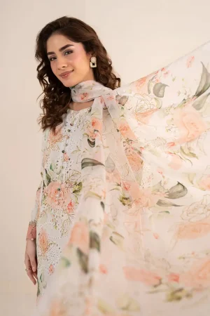 Maria.b Luxury Pret Off-White/Peach Printed &Amp; Embroidered Lawn Suit Mbdw-Ea2634Wp 12 Dw Ea2634Offwhiteb Imanistudio.com