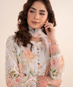 Maria.b Luxury Pret Off-White/Peach Printed &Amp; Embroidered Lawn Suit Mbdw-Ea2634Wp 13 Dw Ea2634Offwhitec Imanistudio.com