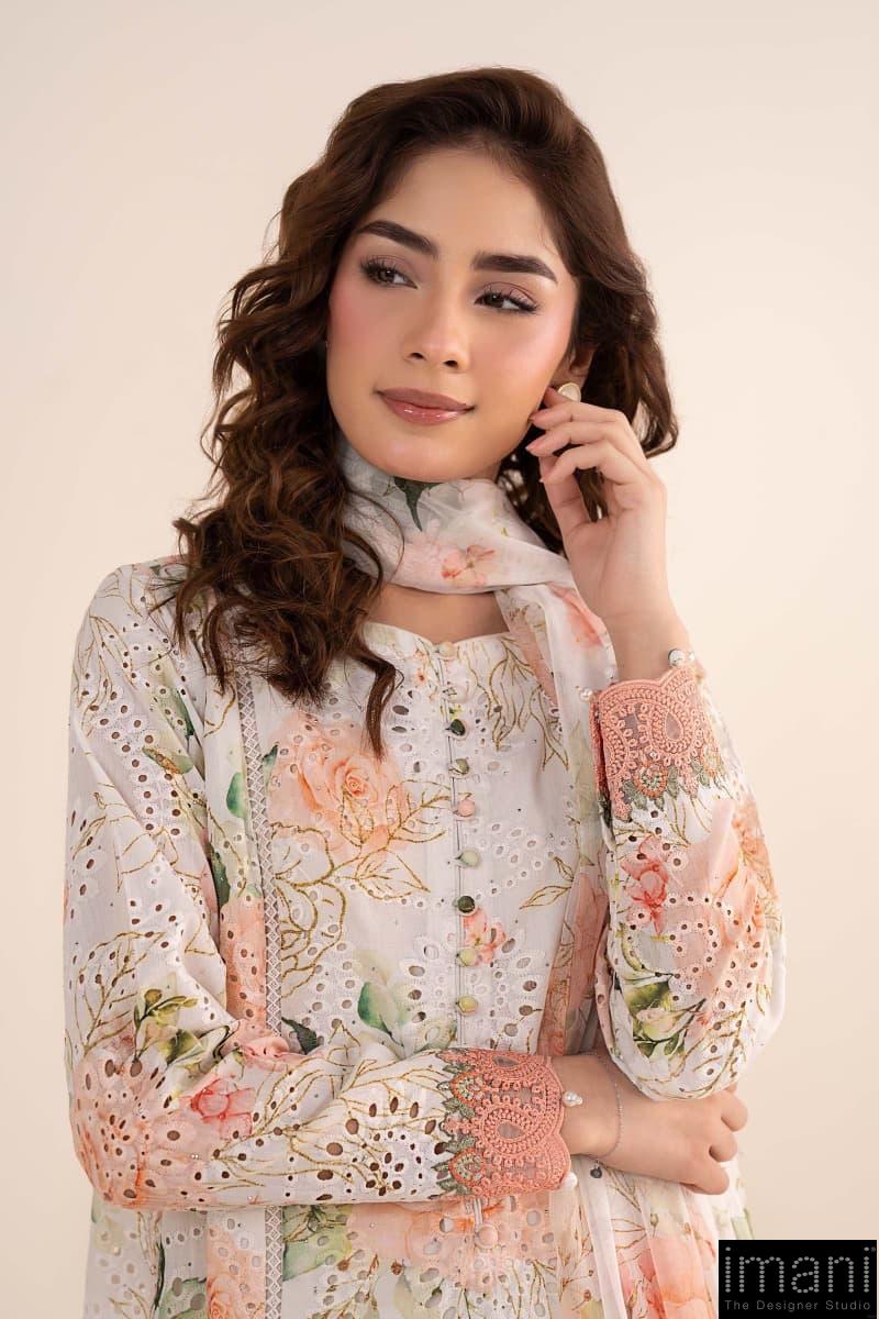 Maria.b Luxury Pret Off-White/Peach Printed &Amp; Embroidered Lawn Suit Mbdw-Ea2634Wp 4 Maria.b Luxury Pret Off-White/Peach Printed &Amp; Embroidered Lawn Suit Mbdw-Ea2634Wp - Image 4