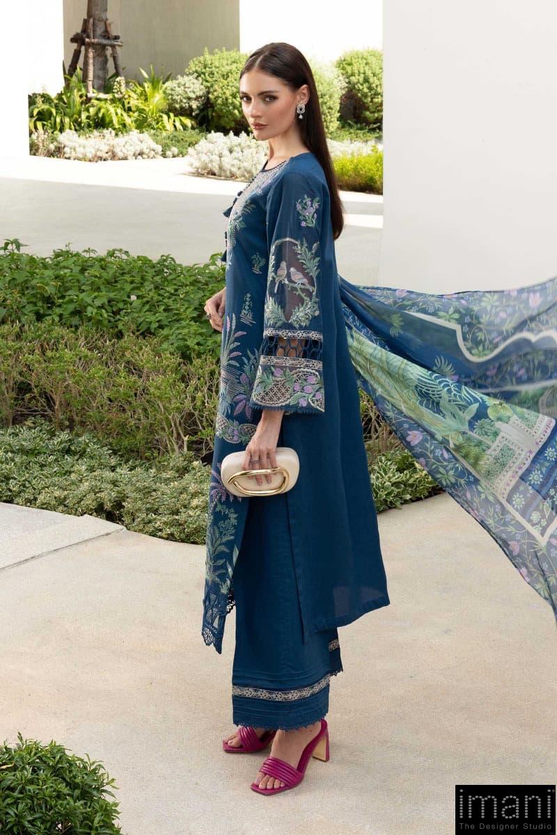 Maria.b Luxury Pret Teal Blue Printed &Amp; Embroidered Lawn Suit Mbdw-Ea2607Tb 7 Maria.b Luxury Pret Teal Blue Printed &Amp; Embroidered Lawn Suit Mbdw-Ea2607Tb - Image 7