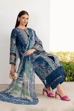 Maria.b Luxury Pret Teal Blue Printed &Amp; Embroidered Lawn Suit Mbdw-Ea2607Tb 10 Dw Ef2607Blueb Imanistudio.com