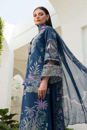 Maria.b Luxury Pret Teal Blue Printed &Amp; Embroidered Lawn Suit Mbdw-Ea2607Tb 12 Dw Ef2607Blued Imanistudio.com