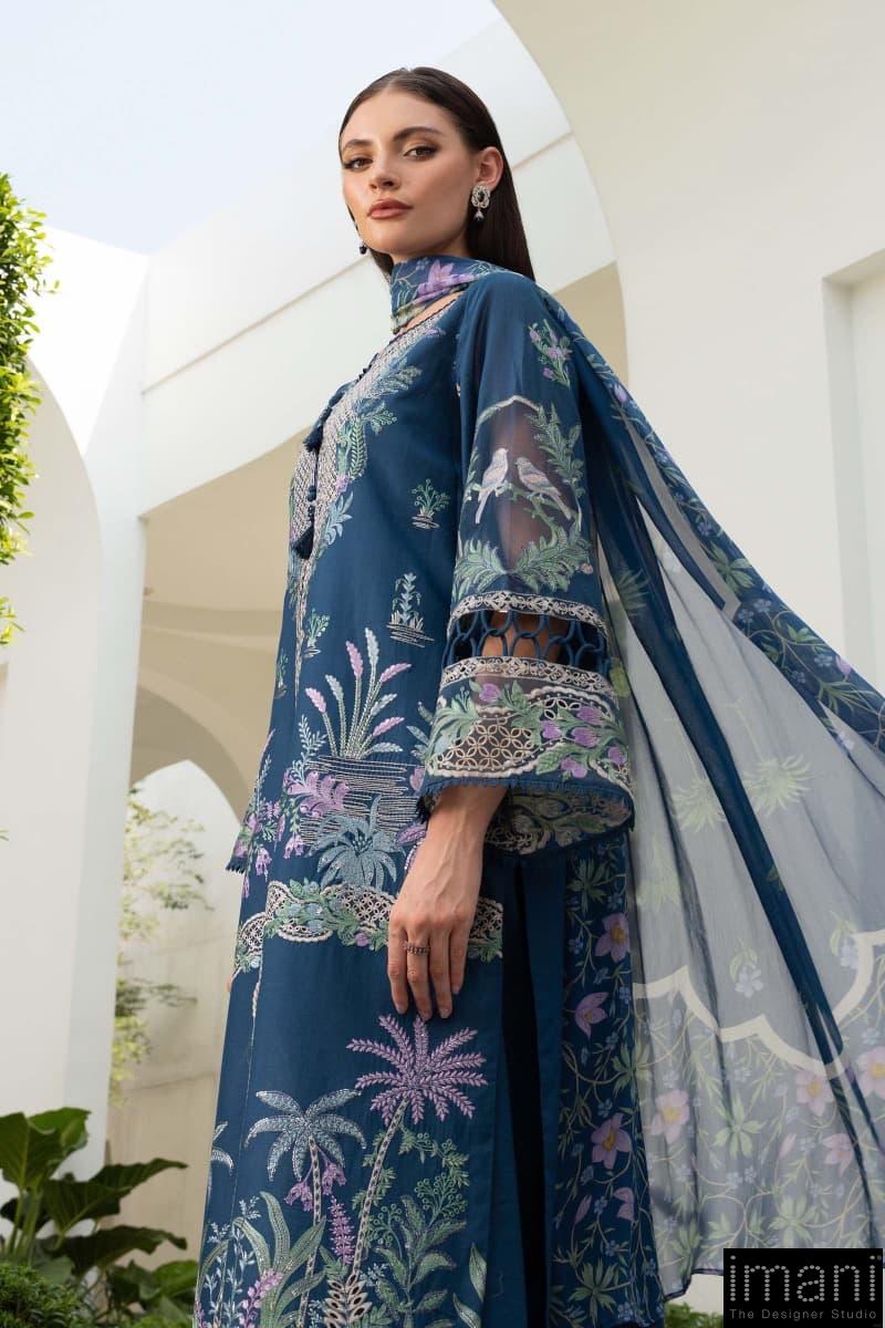 Maria.b Luxury Pret Teal Blue Printed &Amp; Embroidered Lawn Suit Mbdw-Ea2607Tb 5 Maria.b Luxury Pret Teal Blue Printed &Amp; Embroidered Lawn Suit Mbdw-Ea2607Tb - Image 5