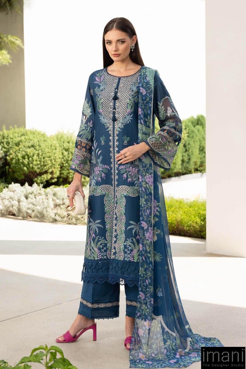 Maria.b Luxury Pret Teal Blue Printed &Amp; Embroidered Lawn Suit Mbdw-Ea2607Tb 1 Maria.b Luxury Pret Teal Blue Printed &Amp; Embroidered Lawn Suit Mbdw-Ea2607Tb
