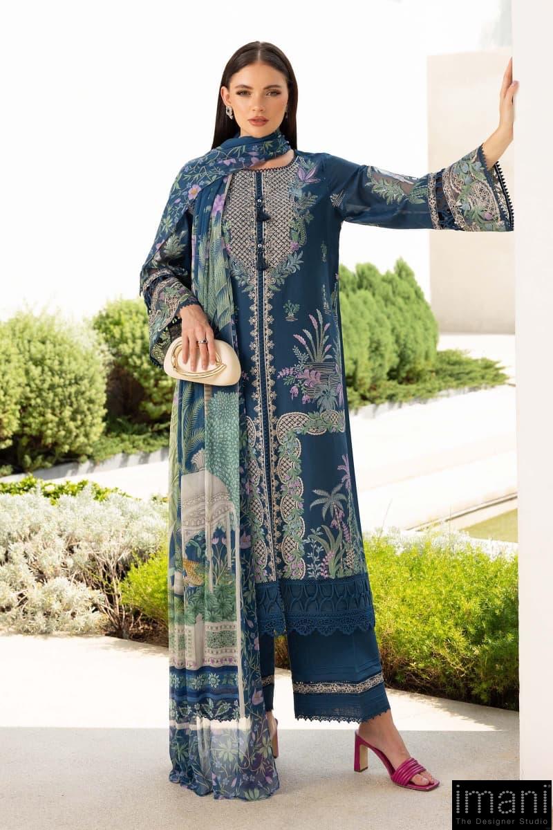 Maria.b Luxury Pret Teal Blue Printed &Amp; Embroidered Lawn Suit Mbdw-Ea2607Tb 2 Maria.b Luxury Pret Teal Blue Printed &Amp; Embroidered Lawn Suit Mbdw-Ea2607Tb - Image 2