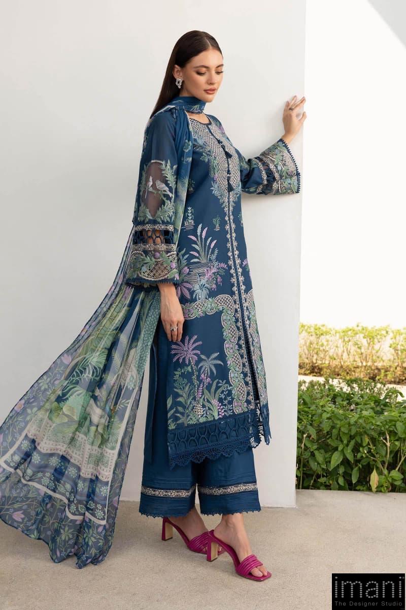 Maria.b Luxury Pret Teal Blue Printed &Amp; Embroidered Lawn Suit Mbdw-Ea2607Tb 6 Maria.b Luxury Pret Teal Blue Printed &Amp; Embroidered Lawn Suit Mbdw-Ea2607Tb - Image 6