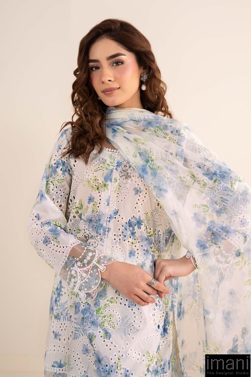 Maria.b Luxury Pret Off-White/Blue Printed &Amp; Embroidered Lawn Suit Mbdw-Ea26202Wb 3 Maria.b Luxury Pret Off-White/Blue Printed &Amp; Embroidered Lawn Suit Mbdw-Ea26202Wb - Image 3