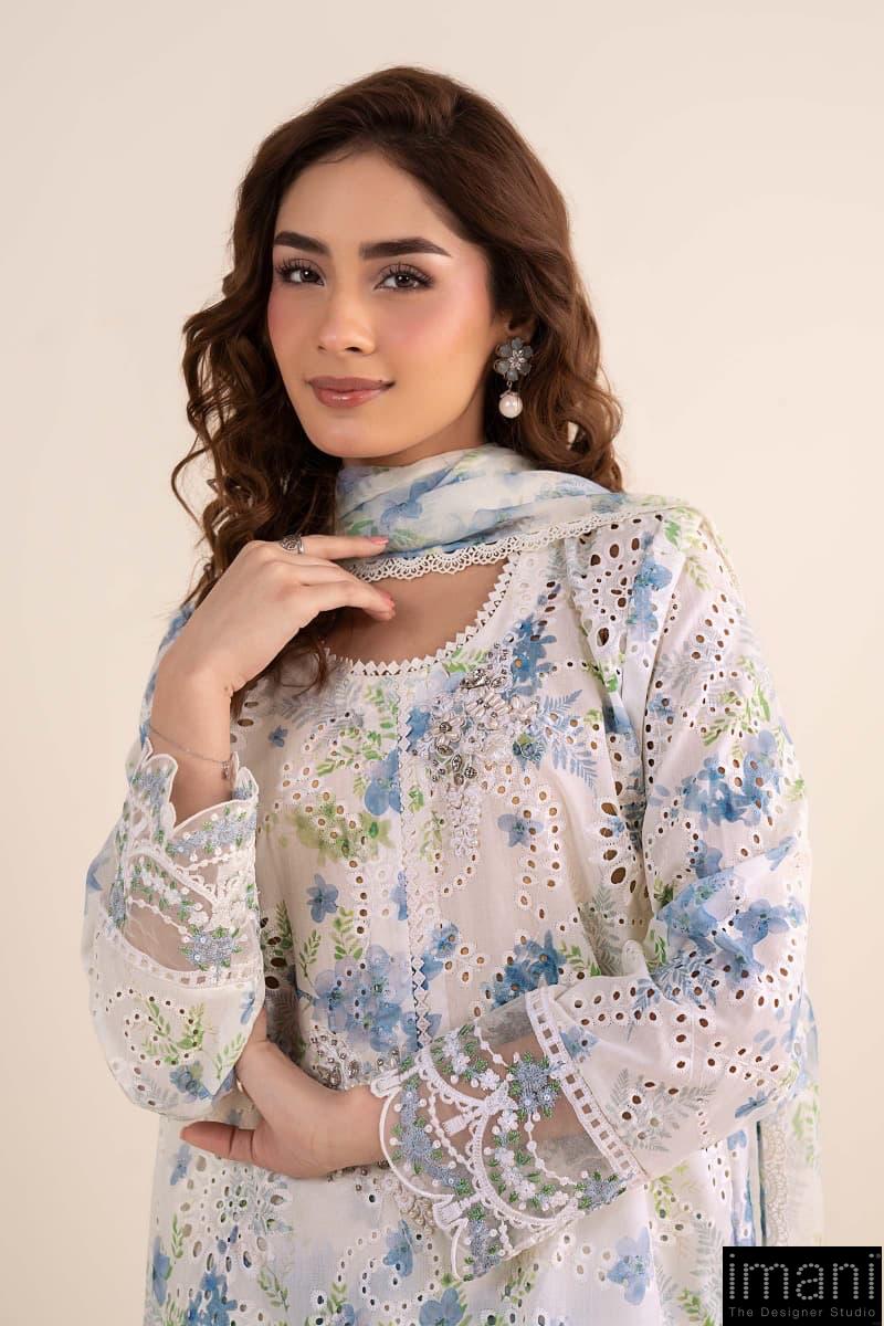 Maria.b Luxury Pret Off-White/Blue Printed &Amp; Embroidered Lawn Suit Mbdw-Ea26202Wb 4 Maria.b Luxury Pret Off-White/Blue Printed &Amp; Embroidered Lawn Suit Mbdw-Ea26202Wb - Image 4