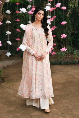 Maria.b Luxury Pret Beige/Pink Printed &Amp; Embroidered Lawn Suit Mbdw-Ea26205Bp