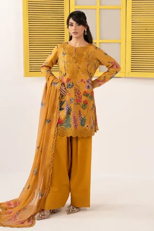 Maria.b Luxury Pret Mustard Printed &Amp; Embroidered Lawn Suit Mbdw-Ef2654Mp