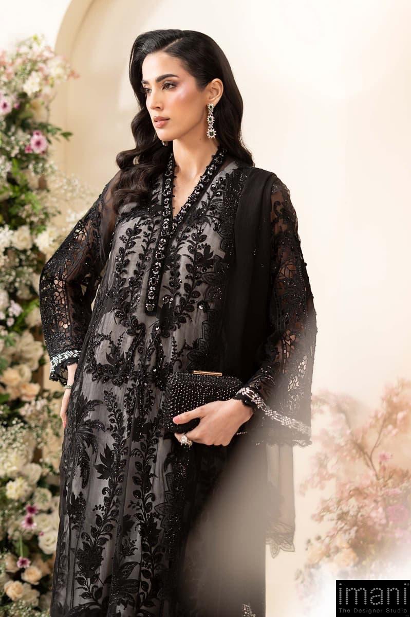 Luxury Formal Black Embroidered Chiffon Suit Mbcs-Ea2601Bw 4 Luxury Formal Black Embroidered Chiffon Suit Mbcs-Ea2601Bw - Image 4