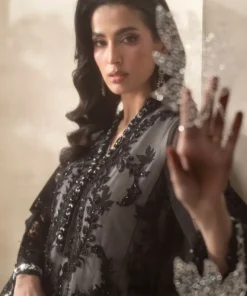 Luxury Formal Black Embroidered Chiffon Suit Mbcs-Ea2601Bw 14 Mbcs 26101Blackd Imanistudio.com