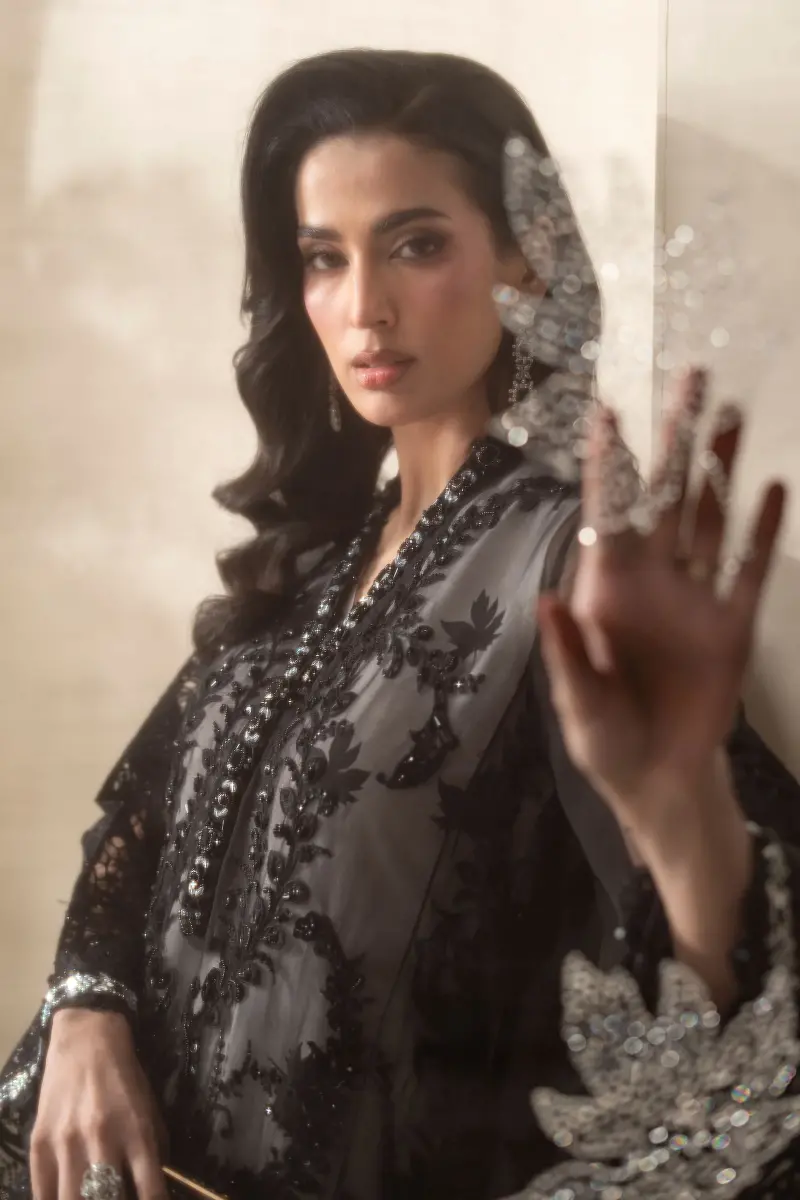 Luxury Formal Black Embroidered Chiffon Suit Mbcs-Ea2601Bw 5 Luxury Formal Black Embroidered Chiffon Suit Mbcs-Ea2601Bw - Image 5