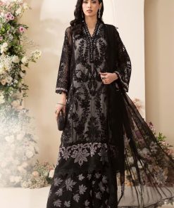 Luxury Formal Black Embroidered Chiffon Suit MBCS-EA2601BW