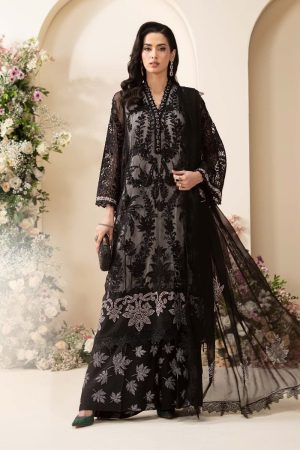 Luxury Formal Black Embroidered Chiffon Suit Mbcs-Ea2601Bw
