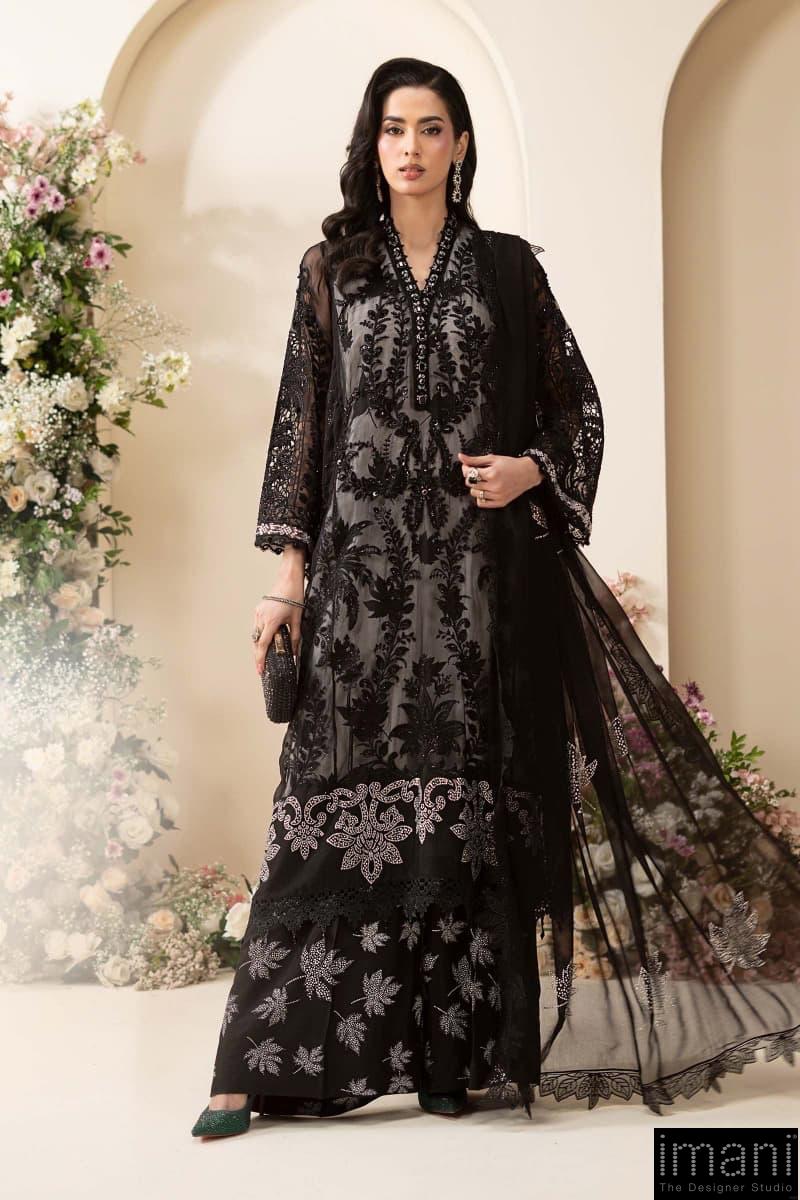 Luxury Formal Black Embroidered Chiffon Suit Mbcs-Ea2601Bw 1 Luxury Formal Black Embroidered Chiffon Suit Mbcs-Ea2601Bw