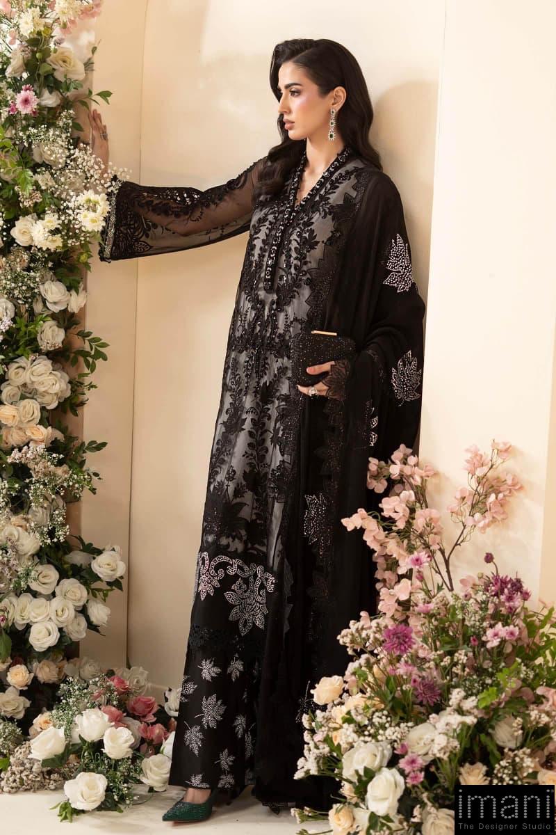 Luxury Formal Black Embroidered Chiffon Suit Mbcs-Ea2601Bw 3 Luxury Formal Black Embroidered Chiffon Suit Mbcs-Ea2601Bw - Image 3