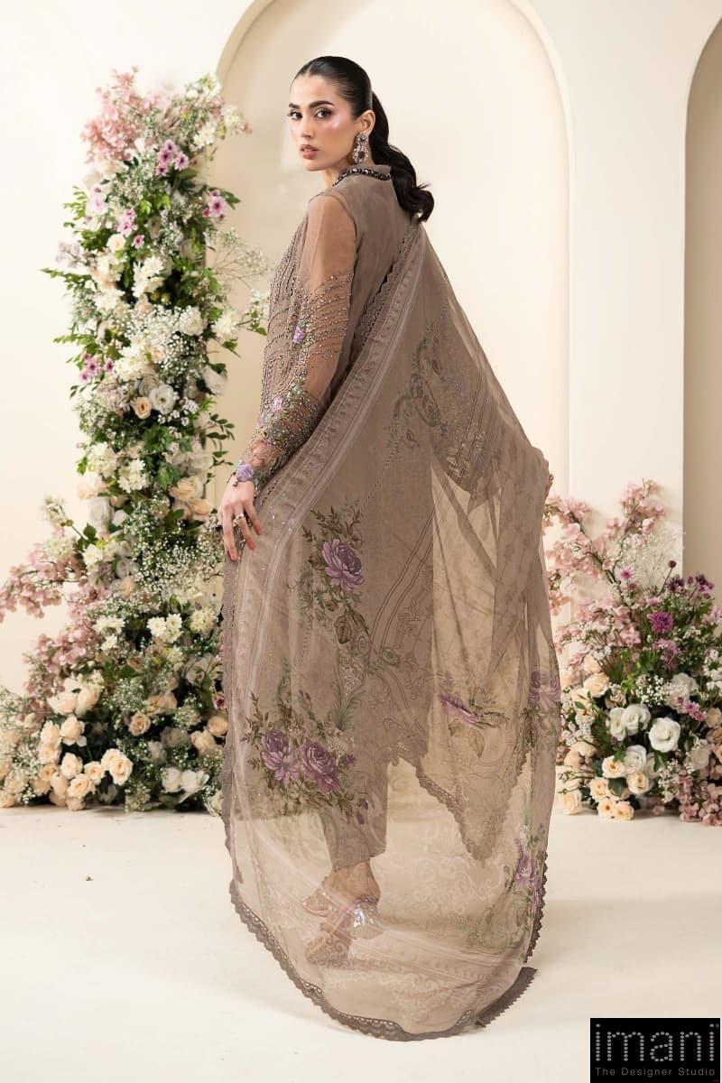 Luxury Formal Muted Mocha Brown Embroidered Chiffon Suit Mbcs-Ea2602Mm 9 Luxury Formal Muted Mocha Brown Embroidered Chiffon Suit Mbcs-Ea2602Mm - Image 9
