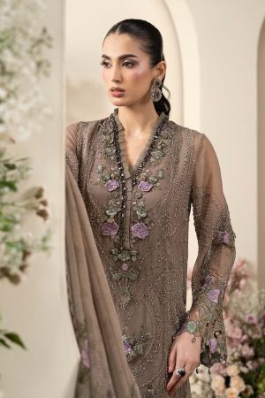 Luxury Formal Muted Mocha Brown Embroidered Chiffon Suit Mbcs-Ea2602Mm 13 Mbcs 26102 Coffeec Imanistudio.com