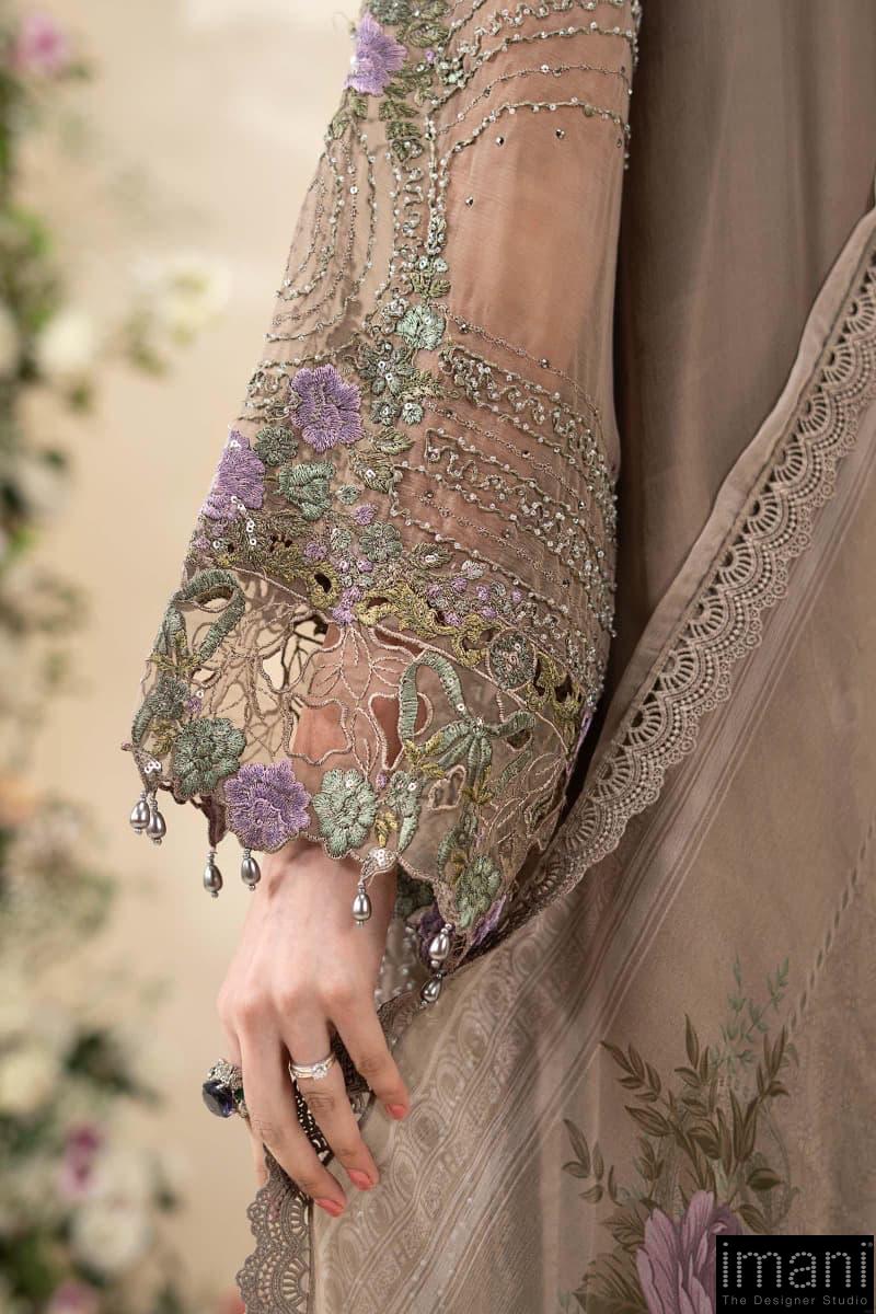Luxury Formal Muted Mocha Brown Embroidered Chiffon Suit Mbcs-Ea2602Mm 6 Luxury Formal Muted Mocha Brown Embroidered Chiffon Suit Mbcs-Ea2602Mm - Image 6
