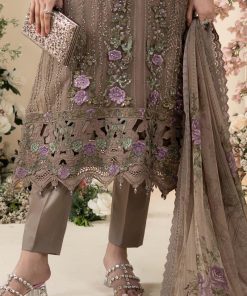 Luxury Formal Muted Mocha Brown Embroidered Chiffon Suit Mbcs-Ea2602Mm 17 Mbcs 26102 Coffeeg Imanistudio.com