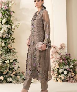 Luxury Formal Muted Mocha Brown Embroidered Chiffon Suit Mbcs-Ea2602Mm 11 Mbcs 26102 Coffeej Imanistudio.com