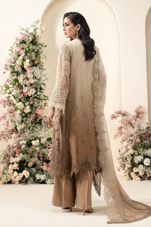 Luxury Formal Golden Brown Embroidered Chiffon Suit Mbcs-Ea2603Gb 16 Mbcs 26103 Beige Imanistudio.com