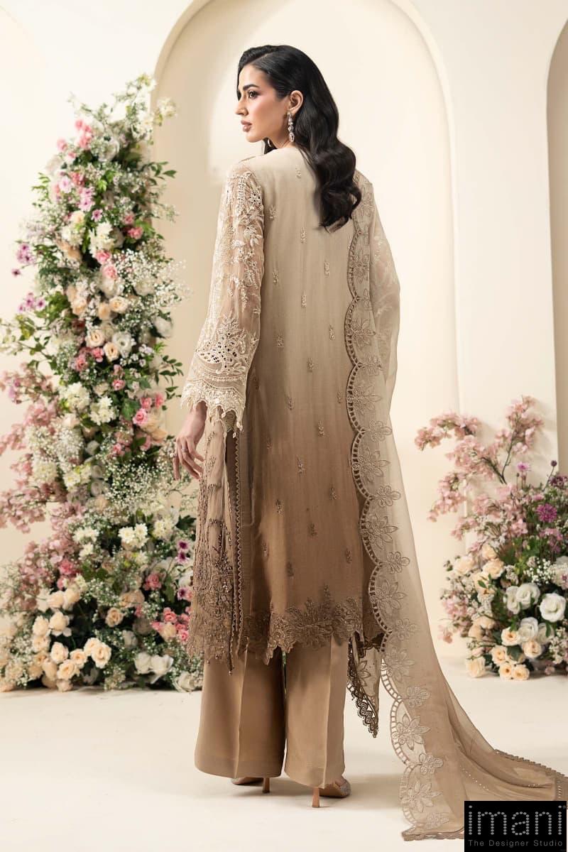 Luxury Formal Golden Brown Embroidered Chiffon Suit Mbcs-Ea2603Gb 8 Luxury Formal Golden Brown Embroidered Chiffon Suit Mbcs-Ea2603Gb - Image 8