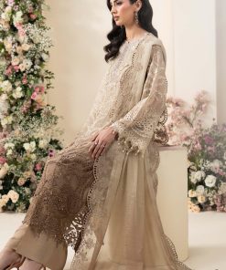 Luxury Formal Golden Brown Embroidered Chiffon Suit Mbcs-Ea2603Gb 11 Mbcs 26103 Beigea Imanistudio.com