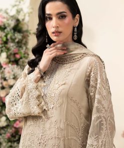 Luxury Formal Golden Brown Embroidered Chiffon Suit Mbcs-Ea2603Gb 12 Mbcs 26103 Beigeb Imanistudio.com