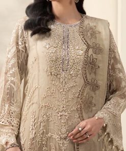 Luxury Formal Golden Brown Embroidered Chiffon Suit Mbcs-Ea2603Gb 13 Mbcs 26103 Beigec Imanistudio.com