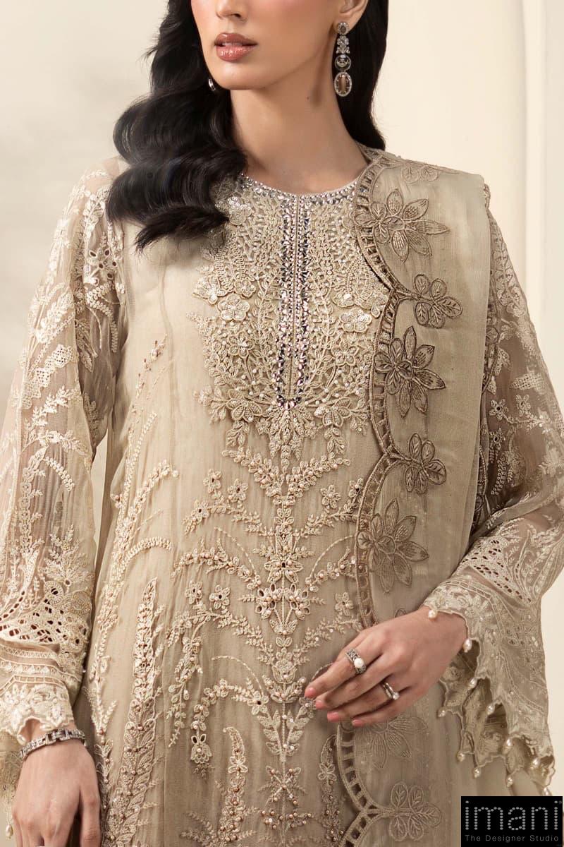 Luxury Formal Golden Brown Embroidered Chiffon Suit Mbcs-Ea2603Gb 5 Luxury Formal Golden Brown Embroidered Chiffon Suit Mbcs-Ea2603Gb - Image 5