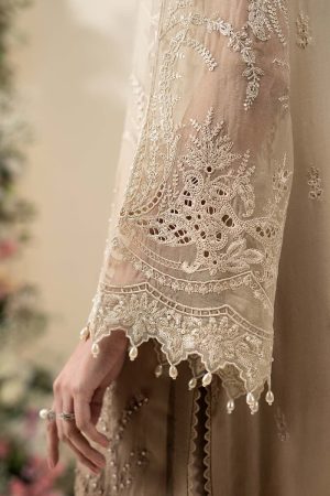 Luxury Formal Golden Brown Embroidered Chiffon Suit Mbcs-Ea2603Gb 14 Mbcs 26103 Beiged Imanistudio.com