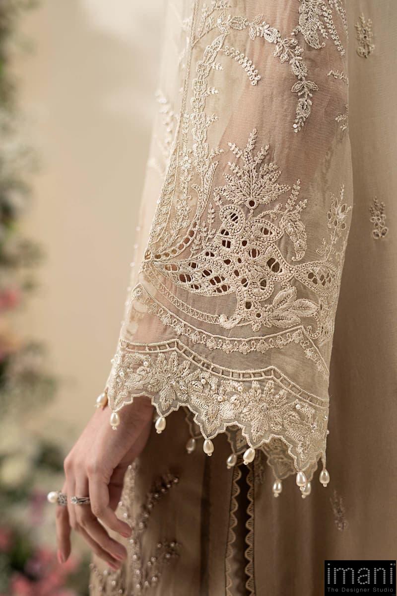 Luxury Formal Golden Brown Embroidered Chiffon Suit Mbcs-Ea2603Gb 6 Luxury Formal Golden Brown Embroidered Chiffon Suit Mbcs-Ea2603Gb - Image 6