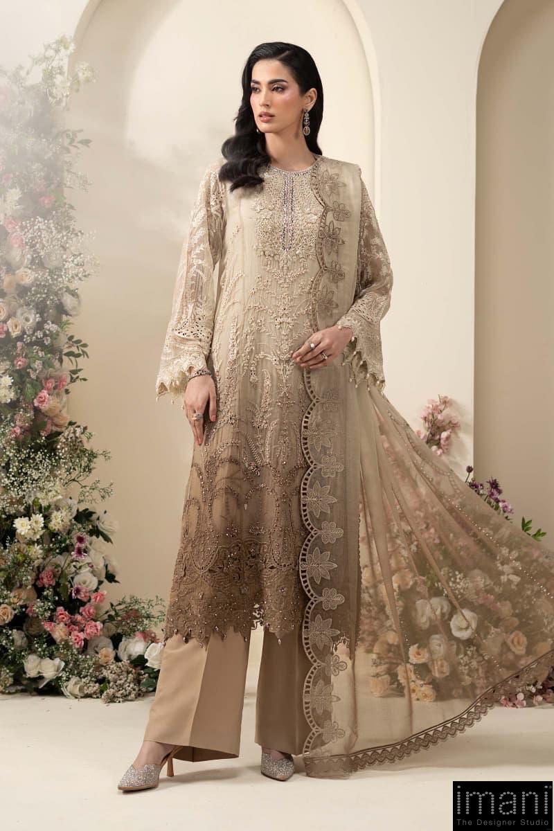Luxury Formal Golden Brown Embroidered Chiffon Suit Mbcs-Ea2603Gb 1 Luxury Formal Golden Brown Embroidered Chiffon Suit Mbcs-Ea2603Gb