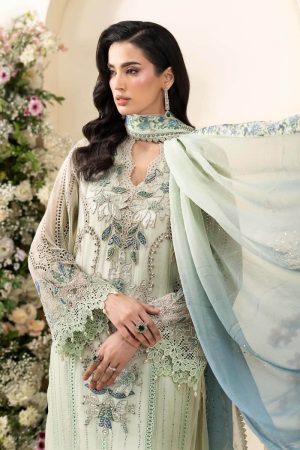 Luxury Formal Pistachio Green Embroidered Chiffon Suit Mbcs-Ea2605Pg 12 Mbcs 26105 Mintb Imanistudio.com