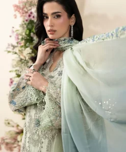 Luxury Formal Pistachio Green Embroidered Chiffon Suit Mbcs-Ea2605Pg 13 Mbcs 26105 Mintc Imanistudio.com