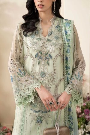 Luxury Formal Pistachio Green Embroidered Chiffon Suit Mbcs-Ea2605Pg 14 Mbcs 26105 Mintd Imanistudio.com