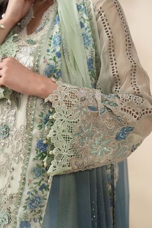 Luxury Formal Pistachio Green Embroidered Chiffon Suit Mbcs-Ea2605Pg 15 Mbcs 26105 Minte Imanistudio.com