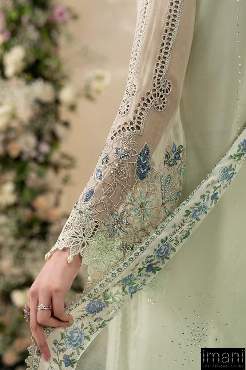 Luxury Formal Pistachio Green Embroidered Chiffon Suit Mbcs-Ea2605Pg 7 Luxury Formal Pistachio Green Embroidered Chiffon Suit Mbcs-Ea2605Pg - Image 7