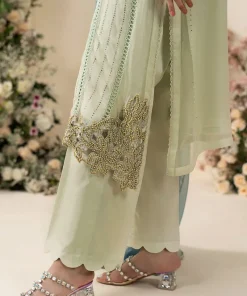 Luxury Formal Pistachio Green Embroidered Chiffon Suit Mbcs-Ea2605Pg 17 Mbcs 26105 Mintg Imanistudio.com