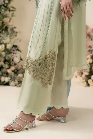Luxury Formal Pistachio Green Embroidered Chiffon Suit Mbcs-Ea2605Pg 17 Mbcs 26105 Mintg Imanistudio.com