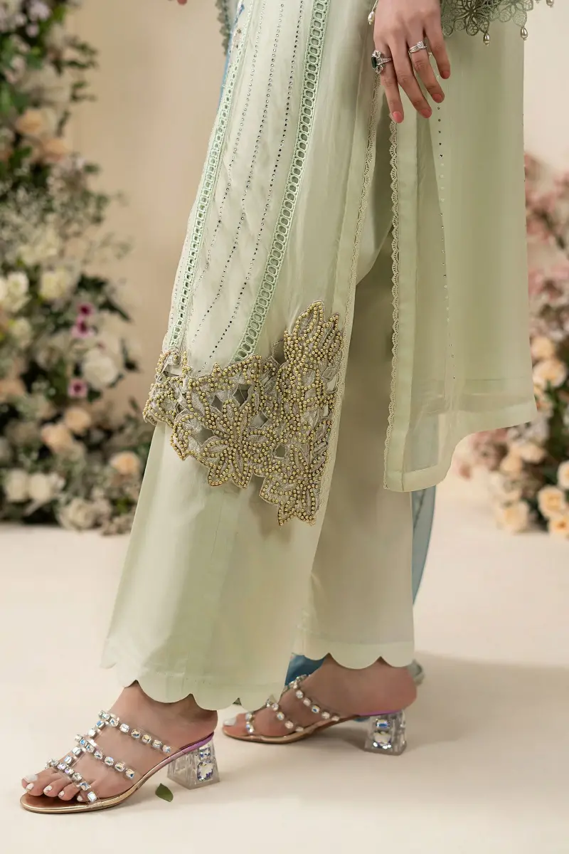Luxury Formal Pistachio Green Embroidered Chiffon Suit Mbcs-Ea2605Pg 8 Luxury Formal Pistachio Green Embroidered Chiffon Suit Mbcs-Ea2605Pg - Image 8