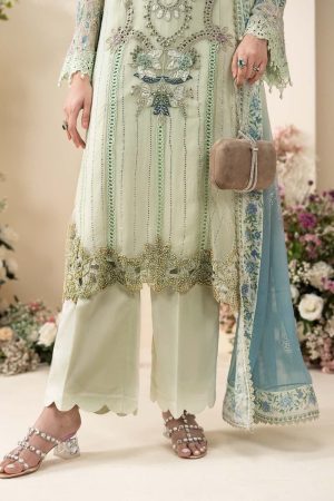 Luxury Formal Pistachio Green Embroidered Chiffon Suit Mbcs-Ea2605Pg 18 Mbcs 26105 Minth Imanistudio.com