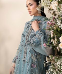 Luxury Formal Slate Blue Embroidered Chiffon Suit Mbcs-Ea2606Sb 13 Mbcs 26106 Blueb Imanistudio.com