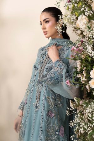 Luxury Formal Slate Blue Embroidered Chiffon Suit Mbcs-Ea2606Sb 13 Mbcs 26106 Blueb Imanistudio.com